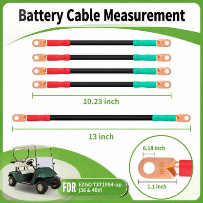 10L0L Golf Cart Battery Cables 4 Gauge for 36v & 48v 4 Gauge, Red & Green