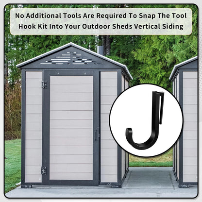 Qiyaz 4 Pcs J Tool Hooks Plastic Multi Purpose Shed Accessories for Black