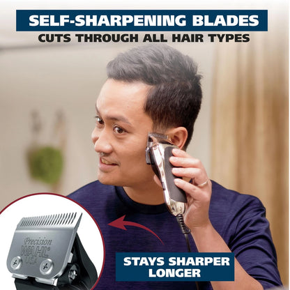 Wahl USA Chrome Pro Corded Clipper Complete Haircutting 24 Piece Set, Silver