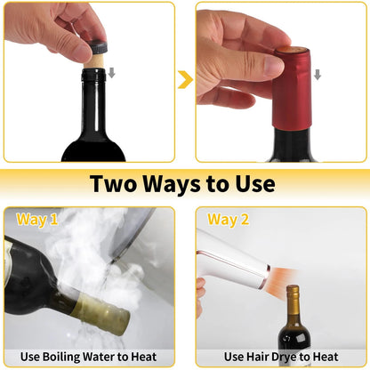 Wine Sealer for Bottles - 60 pcs PVC Heat Shrink Capsules and Corks