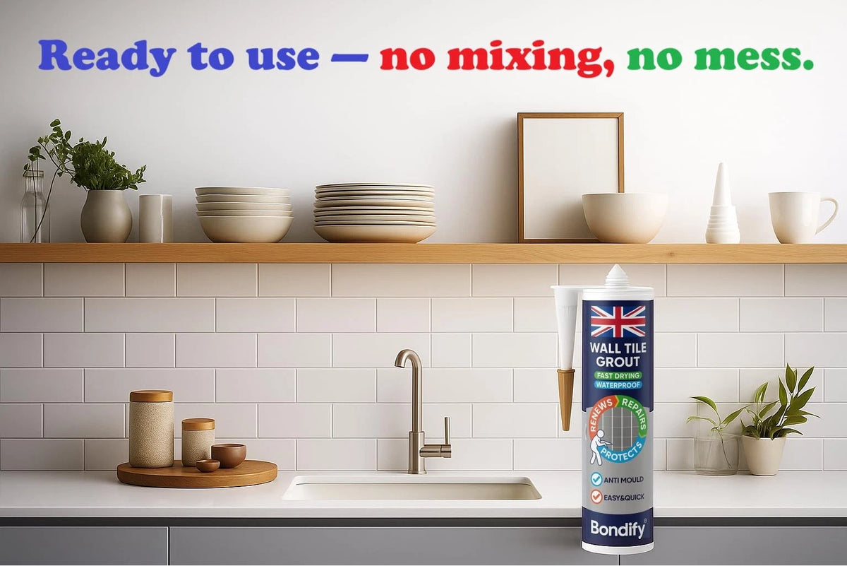 BONDIFY Waterproof White Wall & Floor Tile Grout Repair Kit 16oz/450g x 2