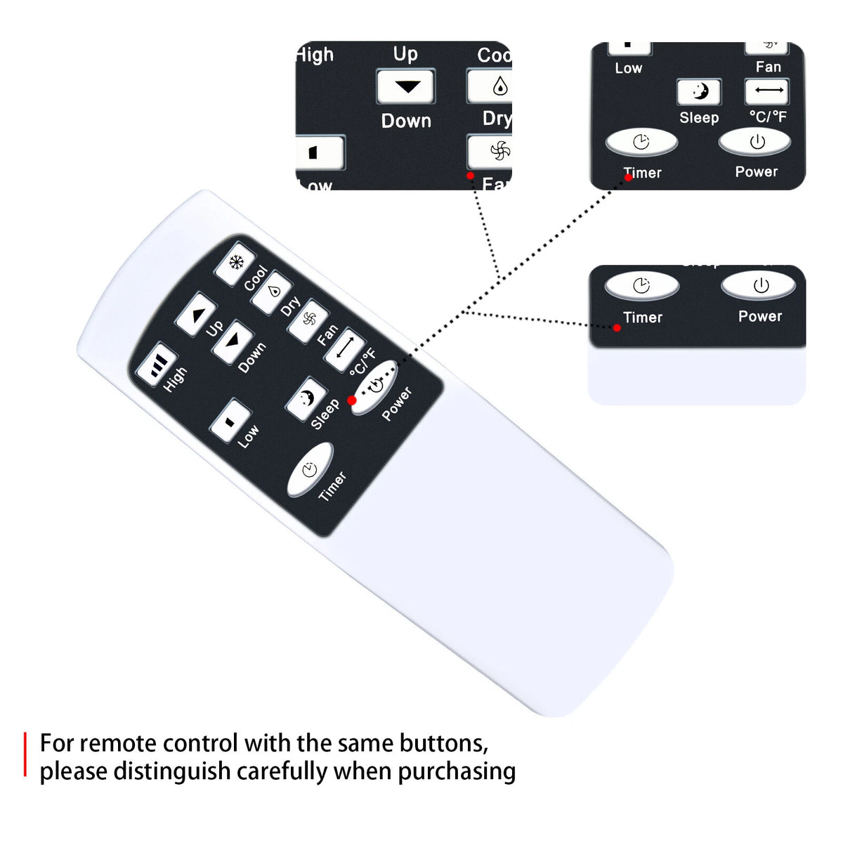 Remote Control For ZAFRO 8,000 BTU /10,000 BTU Portable Air Conditioners