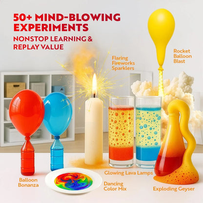 Playz Kaboom! 50+ Explosive Science Experiments Kit for Experiments, Blue