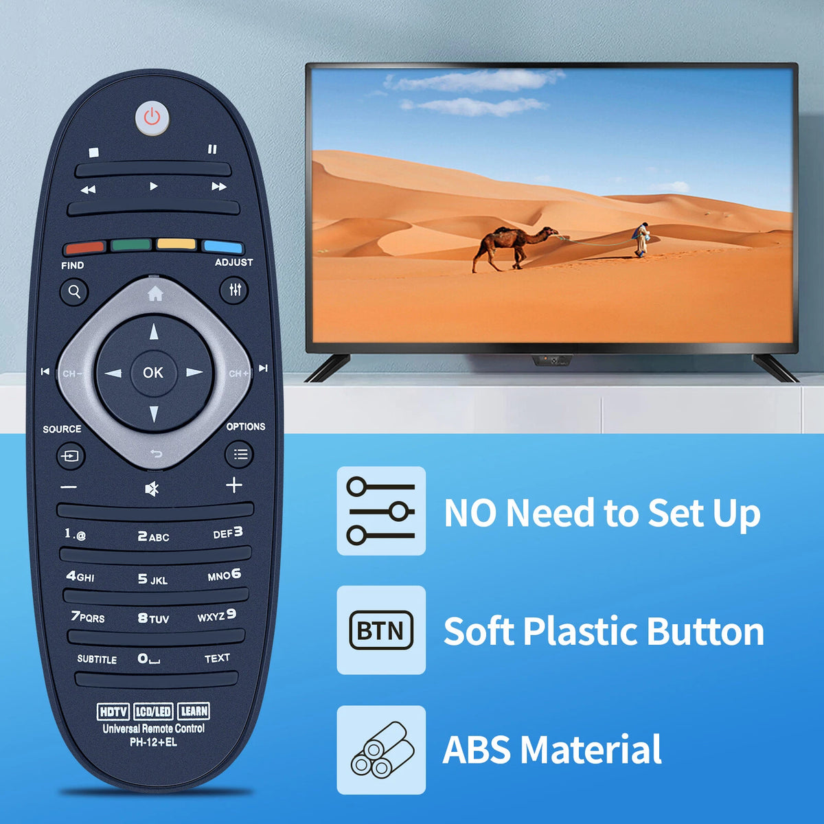 Universal Remote Control PH-12+EL For Philip s LCD LED 3D Smart TV & DVD Player