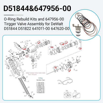 O-Ring Rebuild Kits and 647956-00 Trigger Valve Assembly Compatible with...