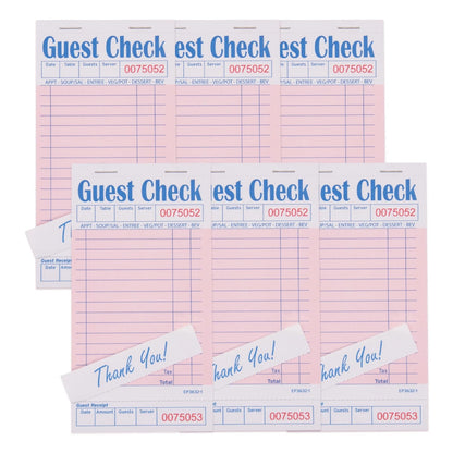 DGBDPACK Guest Check Pads for Servers - Thick Paper (6 6 Pack--Pink, Pink
