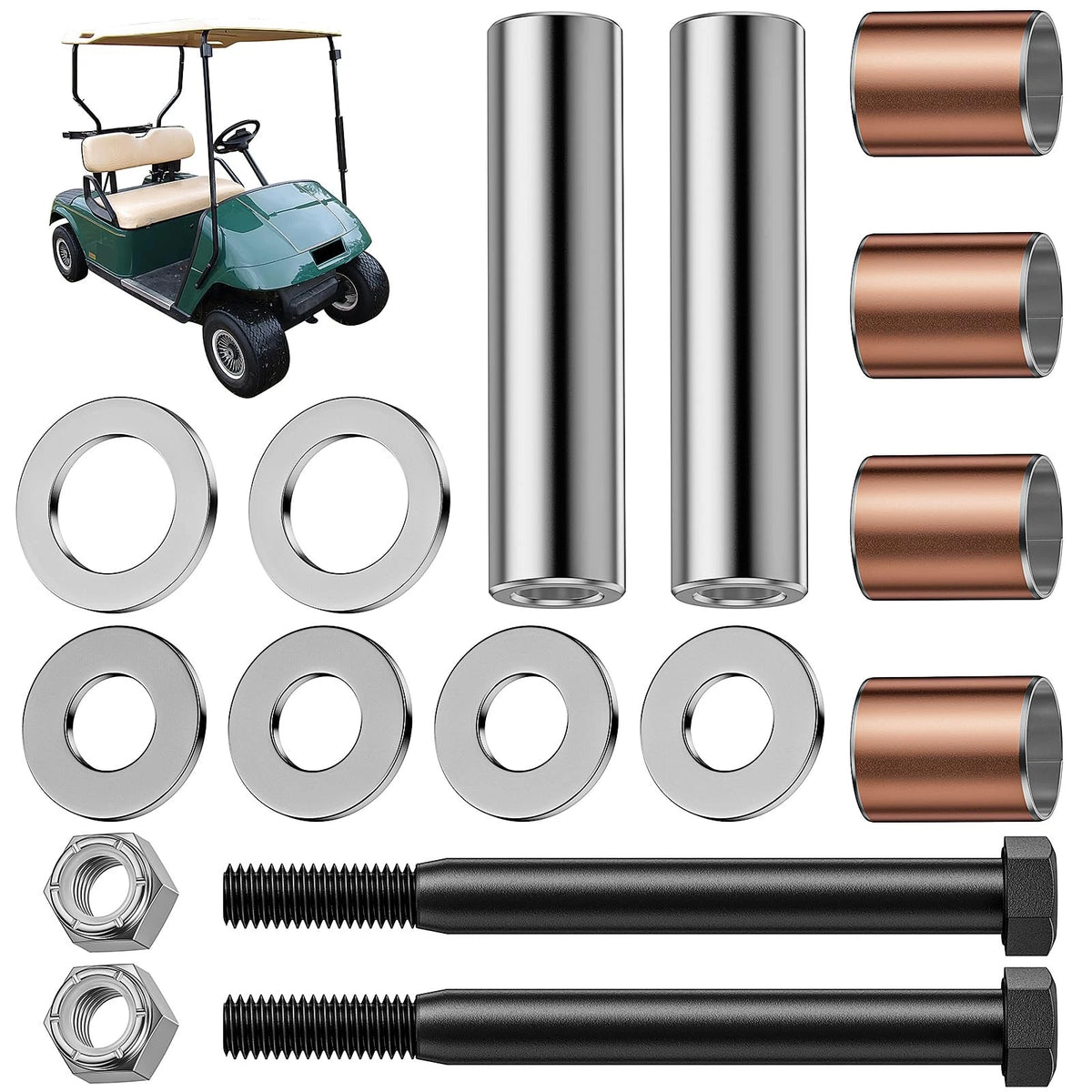 KyuerWK Golf Cart Spindle Bushing King Pin Tube Repair Kit, Fits EZGO bronze
