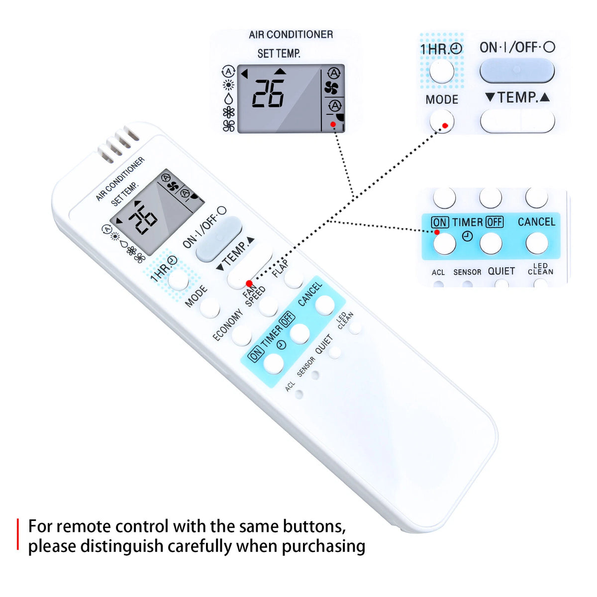 RCS-7HS4E-G Remote Control For Sanyo Air Conditioner RCS-AX1/3 RCS-7S2EG