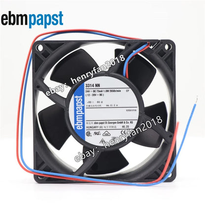 Ebmpapst 3314NN Axial Fan 24VDC 1.8W 75mA 2650RPM 90*90*32MM 2-wires Cooling Fan