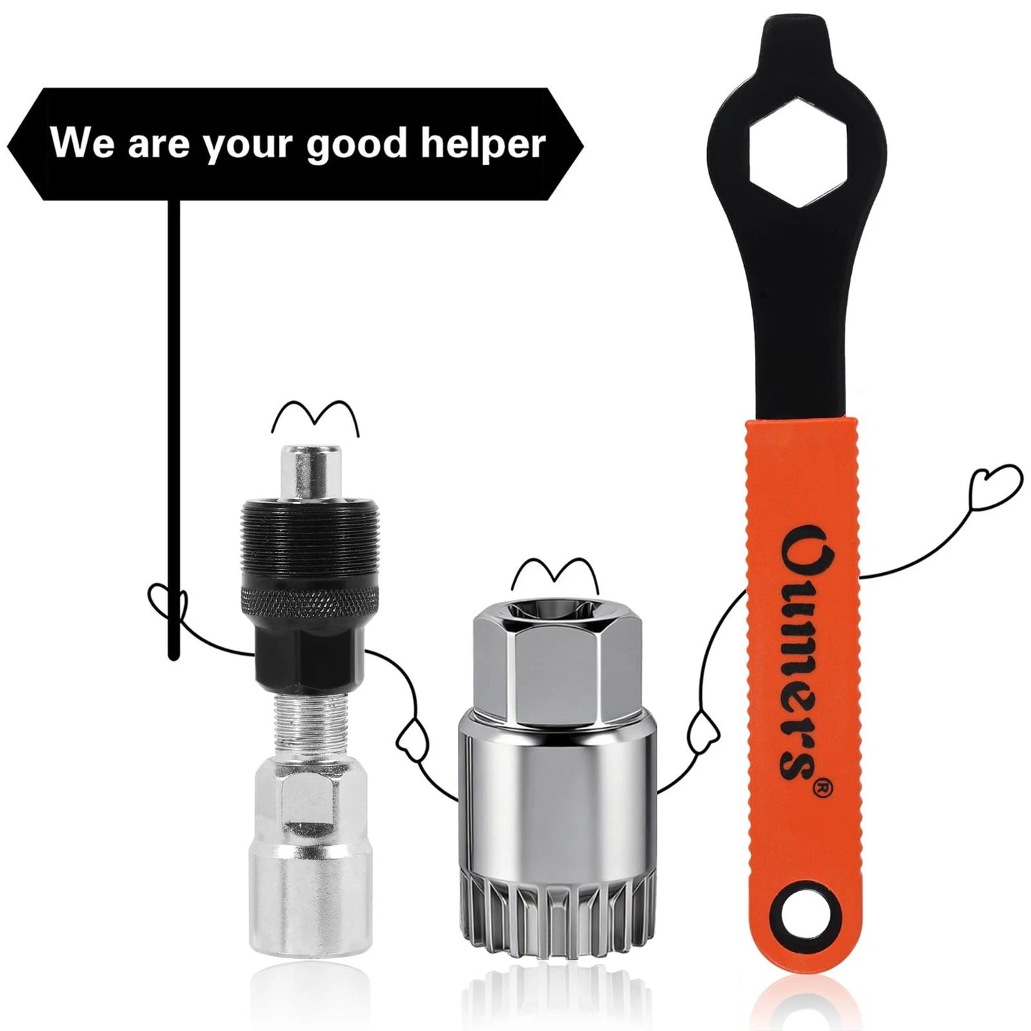 Oumers Bike Crank Extractor/Arm Remover and Bottom Bracket Large, Orange
