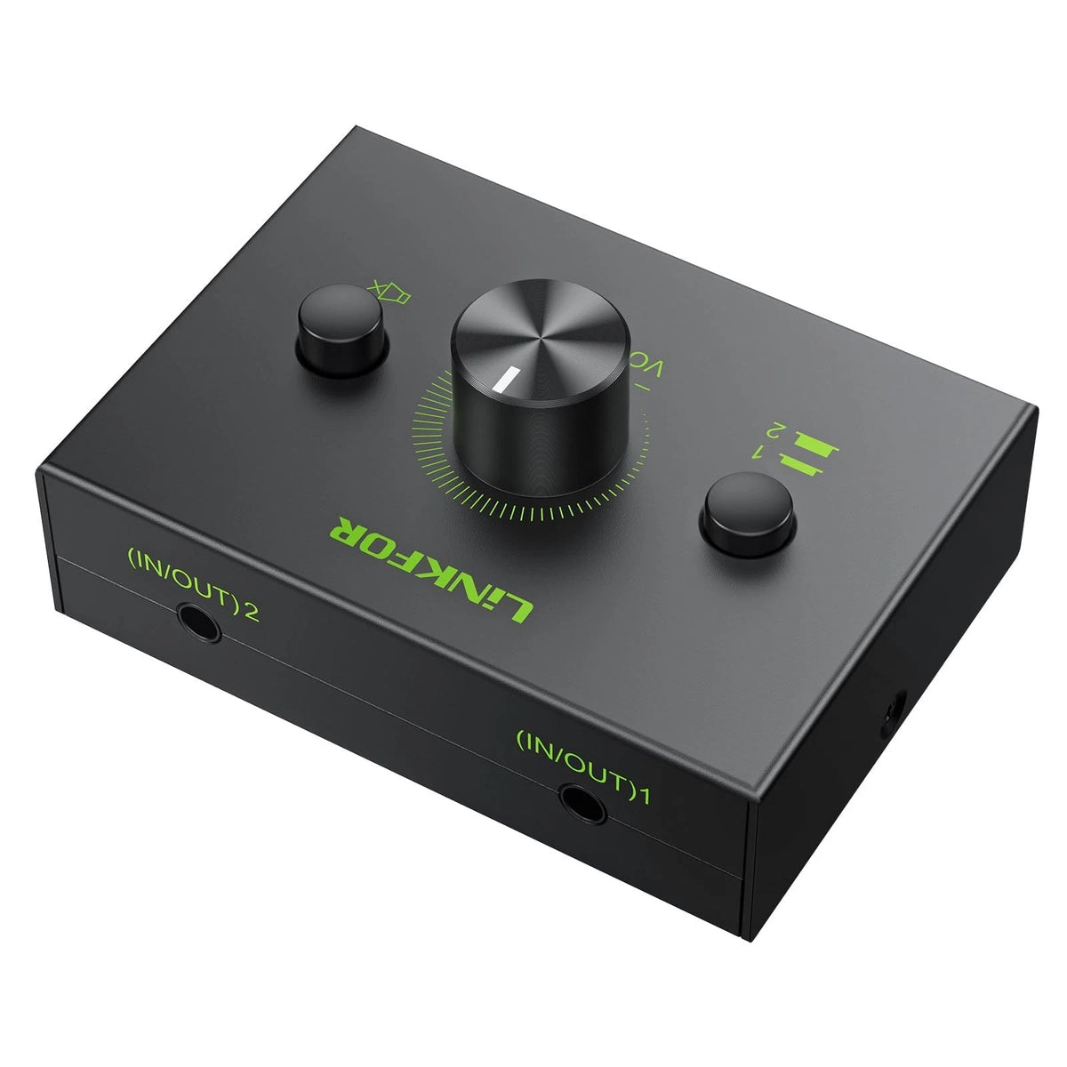 LiNKFOR 2 Ports 3.5mm Stereo Audio Selector Box with 2 3.5mm, Black