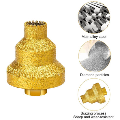 Gold Diamond Coated Step Drill 20/35/50mm for Quartzite Microcrystalline Stone