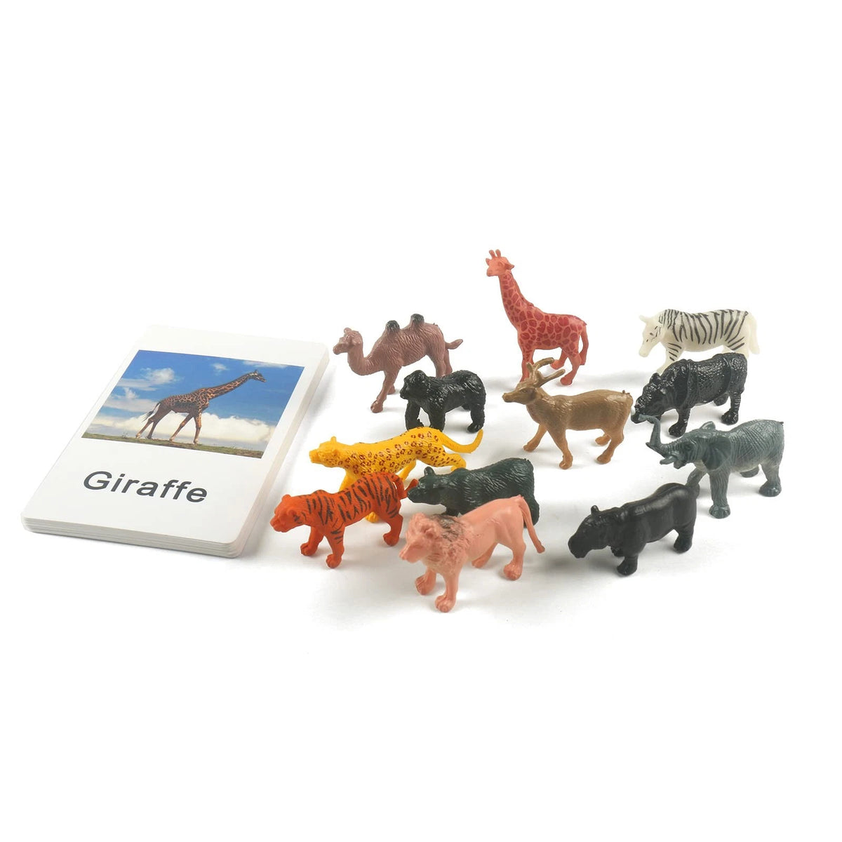 MEROCO Montessori Zoo Safari Animal Match - Miniature Figurines with 2 Medium
