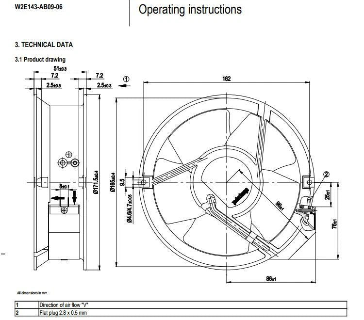 Ebmpapst Fan W2E143-AB09-06 230VAC 24/30W High temperature Resistance Axial Fan