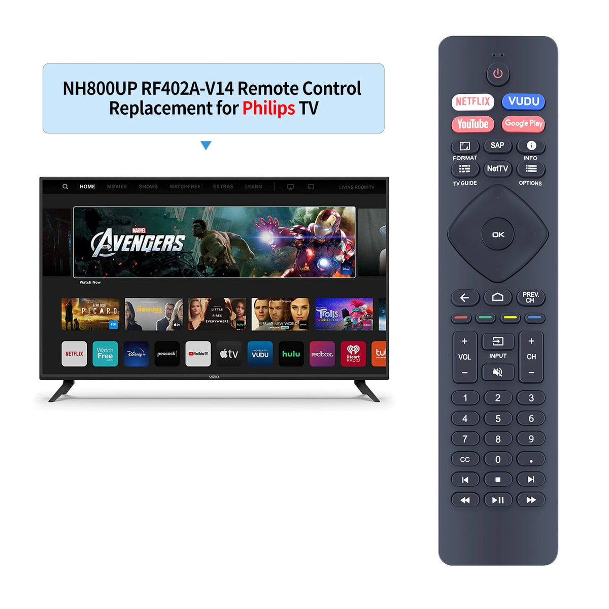NH800UP RF402A-V14 Infrared Remote Control For Philips Android TV URMT47CND0