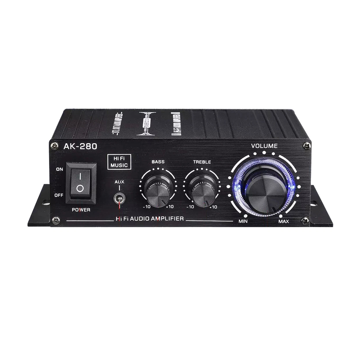 Black 2.0 Channel AK280 Mini HIFI Stereo Audio Power Digital Amplifier Speaker