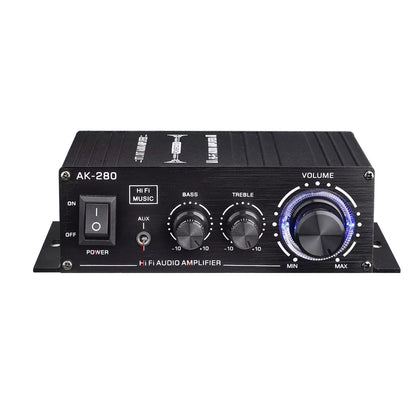 Black 2.0 Channel AK280 Mini HIFI Stereo Audio Power Digital Amplifier Speaker