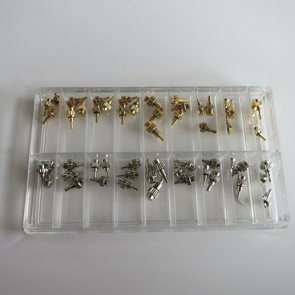 1 Set Stainless Steel Silver/Gold Watch Pusher Button Crown Flat Head Push Type
