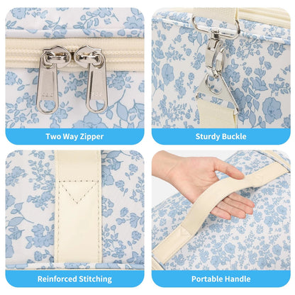 Extra Large Nail Polish Organizer Backpack, Holds 124+ 124 Slots, Floral Blue