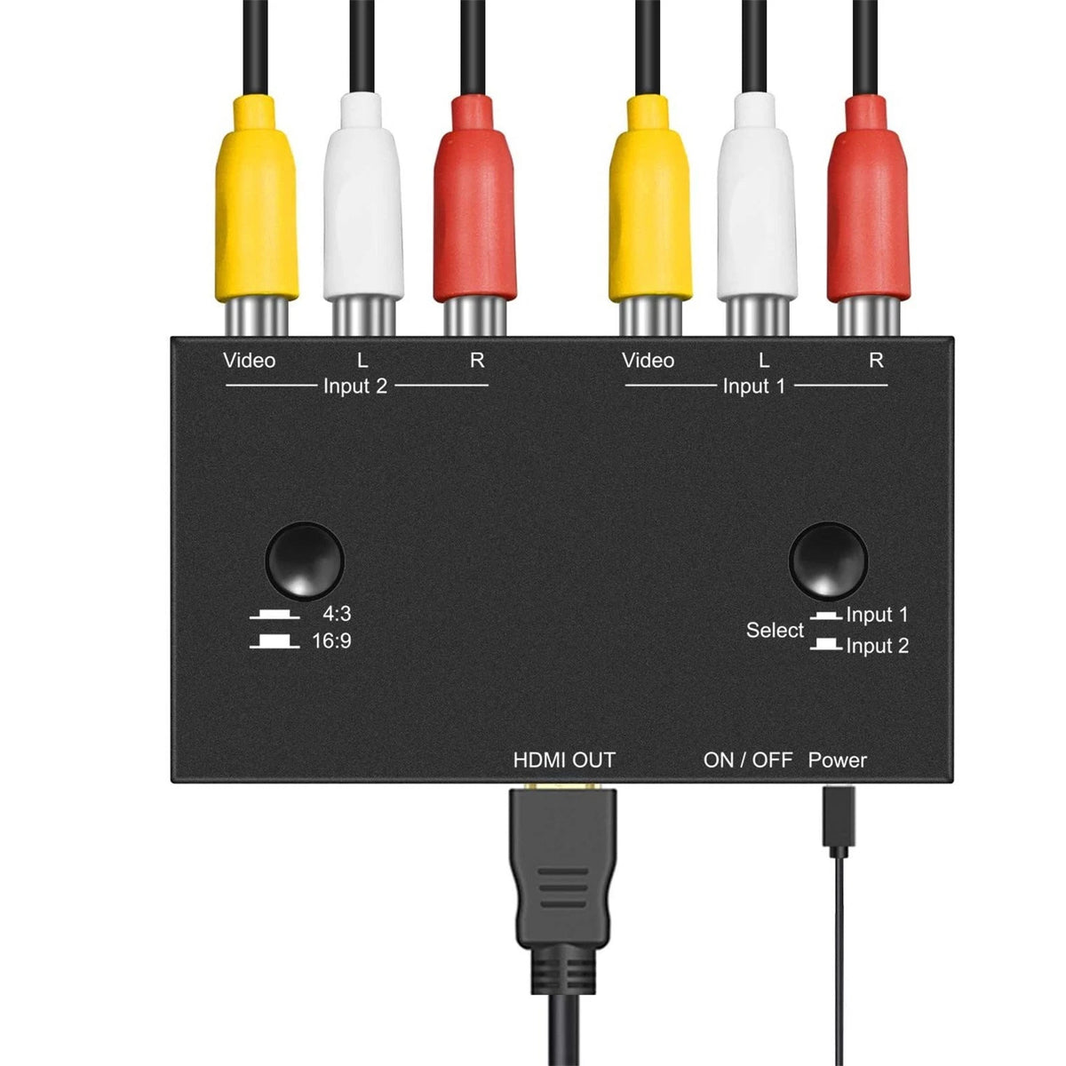 2 Port AV To HDMI Converter 2 In 1 Out 2 RCA To HDMI Adapter 2AV To HDMI