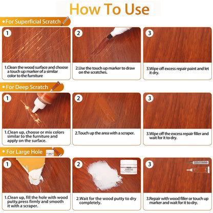 Lifreer Wood Repair Kit, 42 Pcs Furniture Kit - 42 Pcs, 42 Color