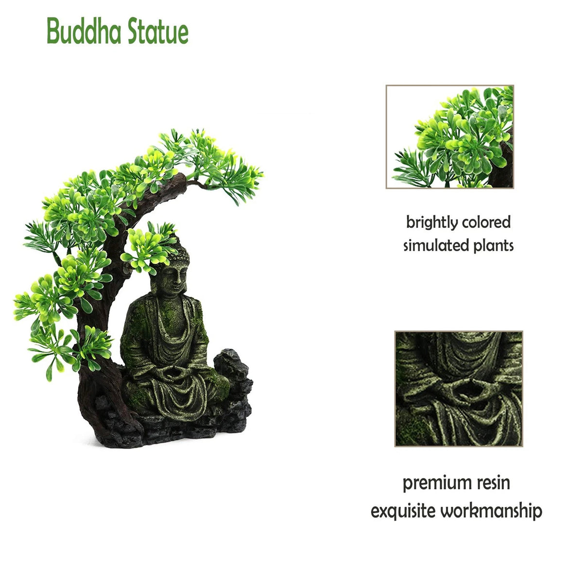 Tfwadmx Aquarium Buddha Statue Decoration Resin Style 1, Gold Or Golden Brown