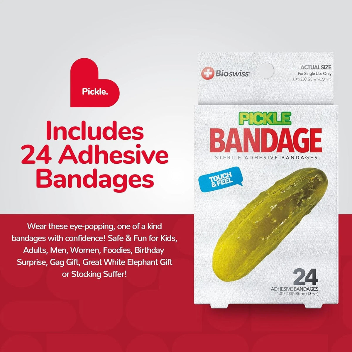 BioSwiss Bandages, Pickle Shaped Self Adhesive Bandage, Latex 24-Count Box