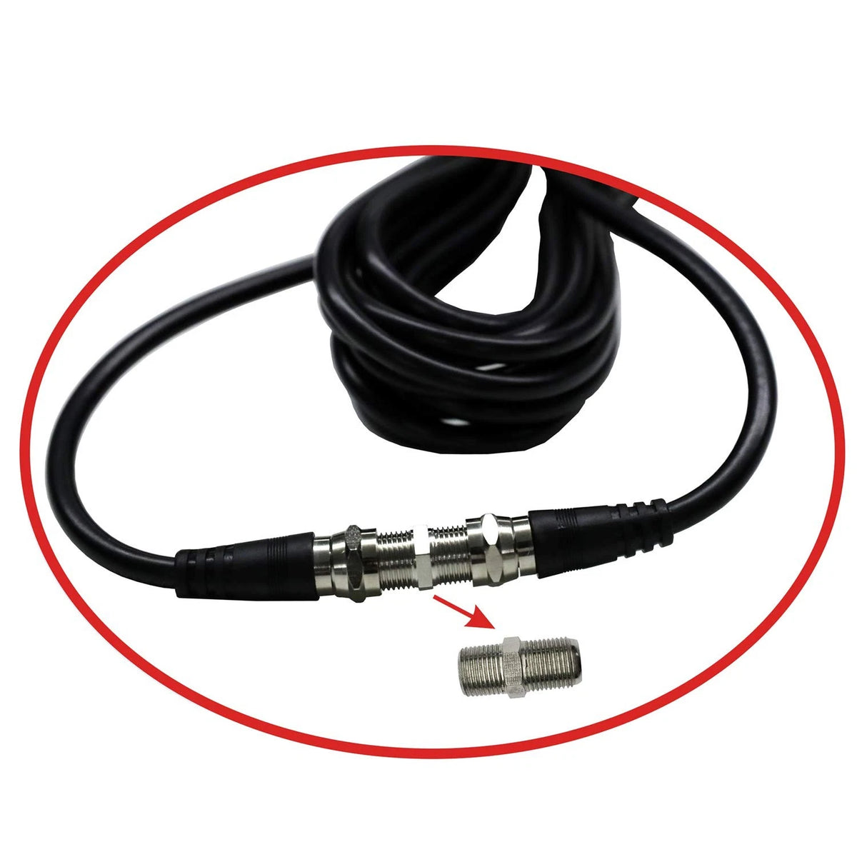Chaowei TV Antenna Extension Coaxial Cable(15ft) with Coupler,F Black