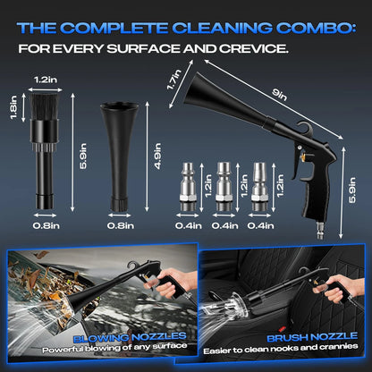 BRNMLD Car Cleaning Gun Detailing Interior Dryer Air Blow Gun, High Blue