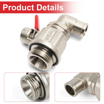 Engine Oil Drain Valve (27mm-2.0) & L-Shaped Hose End L-002 COMBO PACK