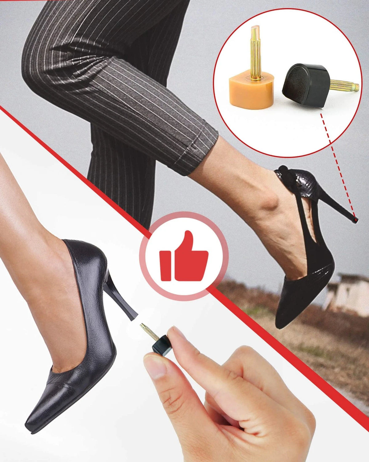 TRIZILLA 24 Pairs High Heel Replacement Tips, 6 sizes, Black Beige
