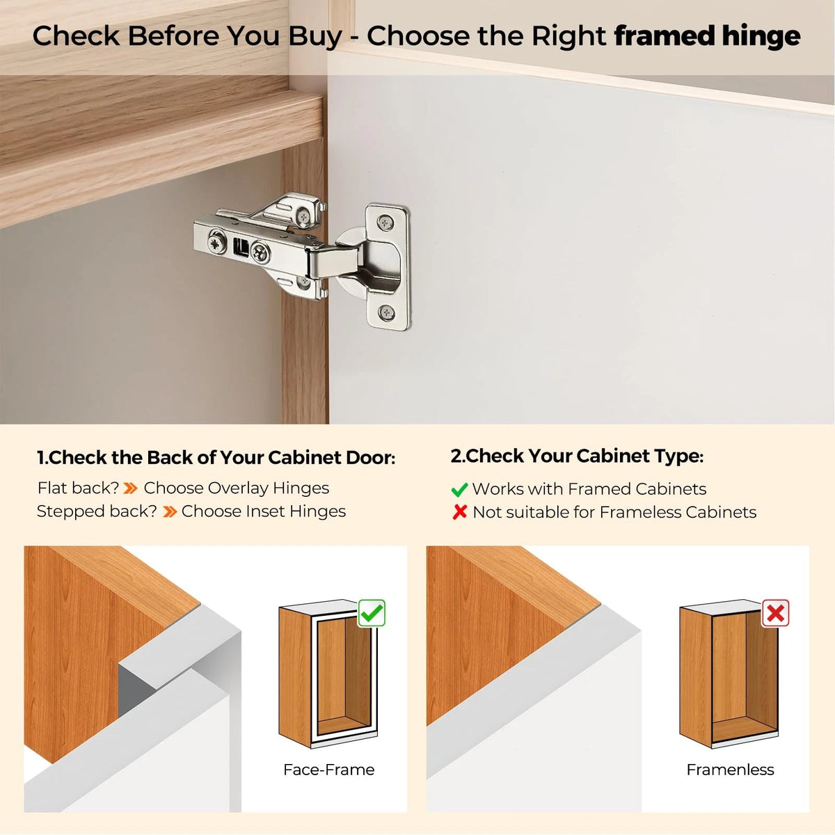 Ravinte 1 Pair 2 Packs Full Overlay Cabinet Door Hinges,105 Satin Nickel