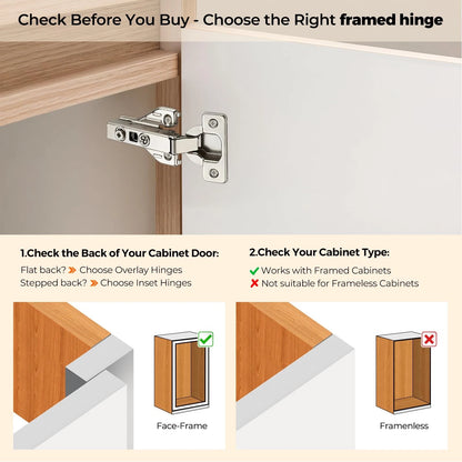 Ravinte 1 Pair 2 Packs Full Overlay Cabinet Door Hinges,105 Satin Nickel