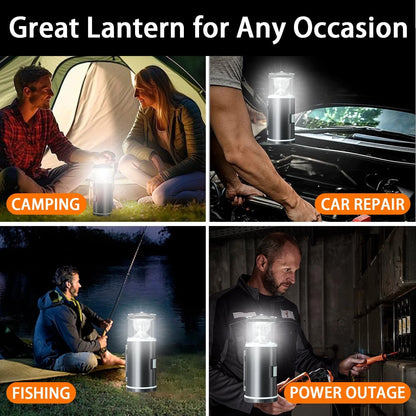 LED Camping Lantern with 15PCS Car Tool Kit, Survival Gear Hiking, Black