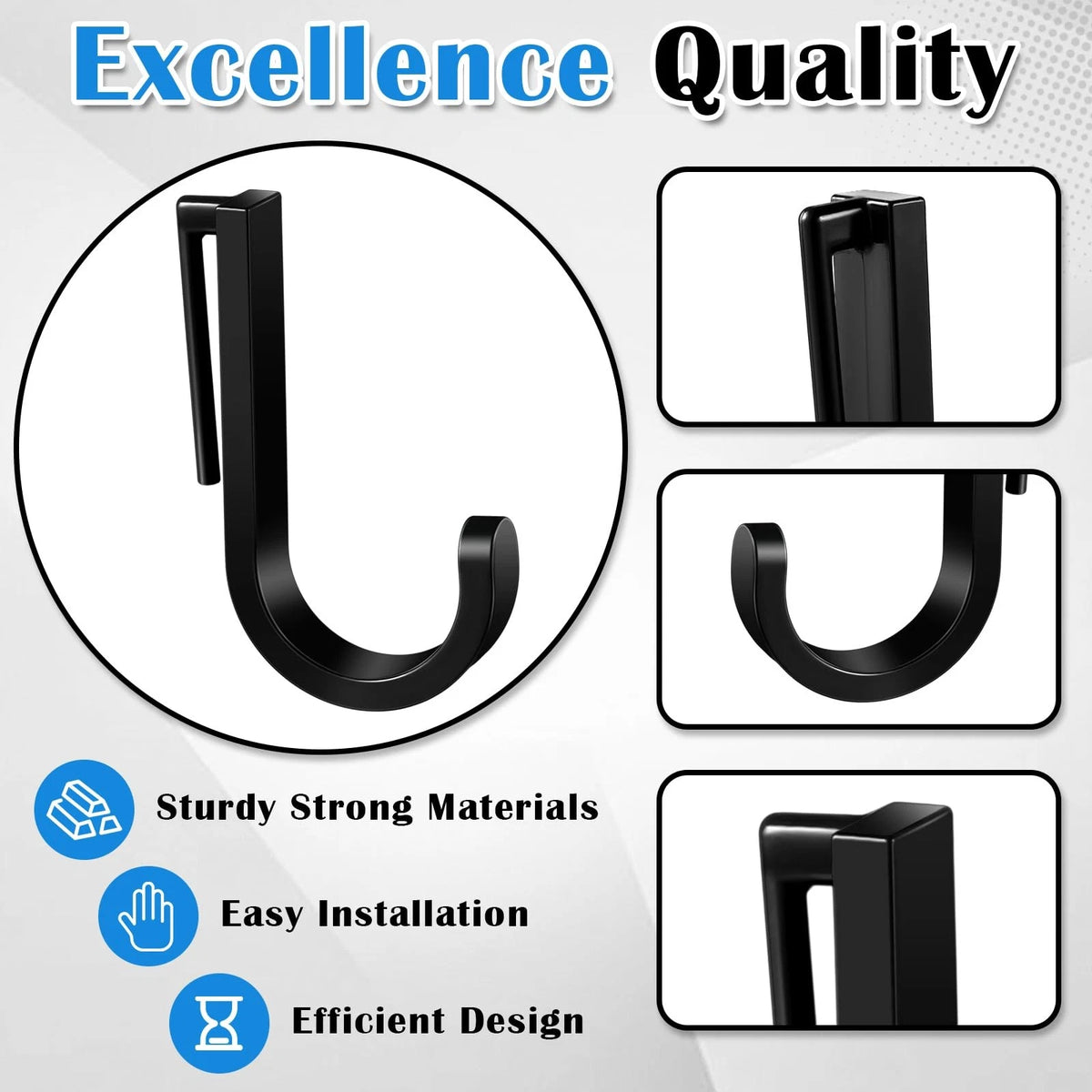 Qiyaz 4 Pcs J Tool Hooks Plastic Multi Purpose Shed Accessories for Black
