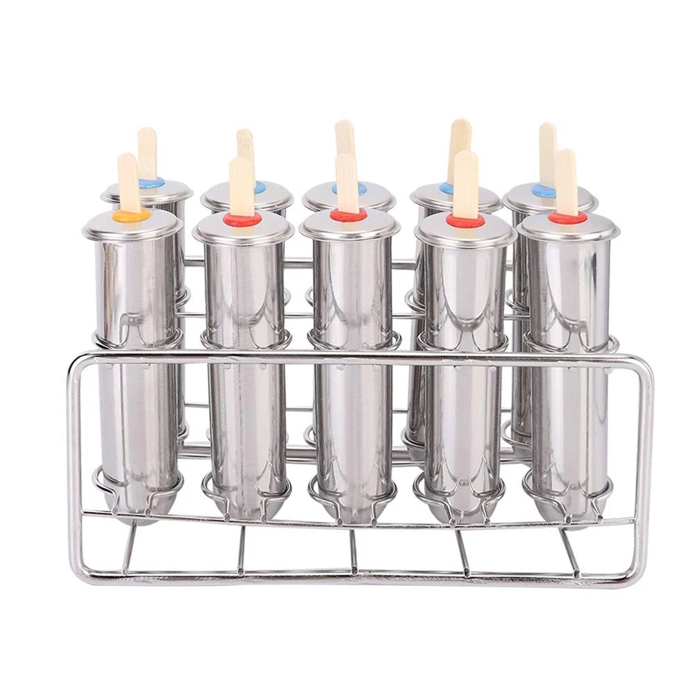 304 Stainless Steel Ice Cream Mold Kit, Sturdy with Wooden default, defult
