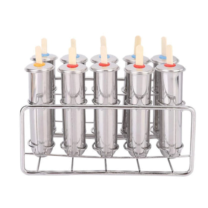 304 Stainless Steel Ice Cream Mold Kit, Sturdy with Wooden default, defult