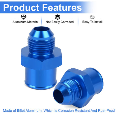 2-Pack SBC 10AN Valve Cover Adapter Aluminum Fittings for Push-In Grommet Blue