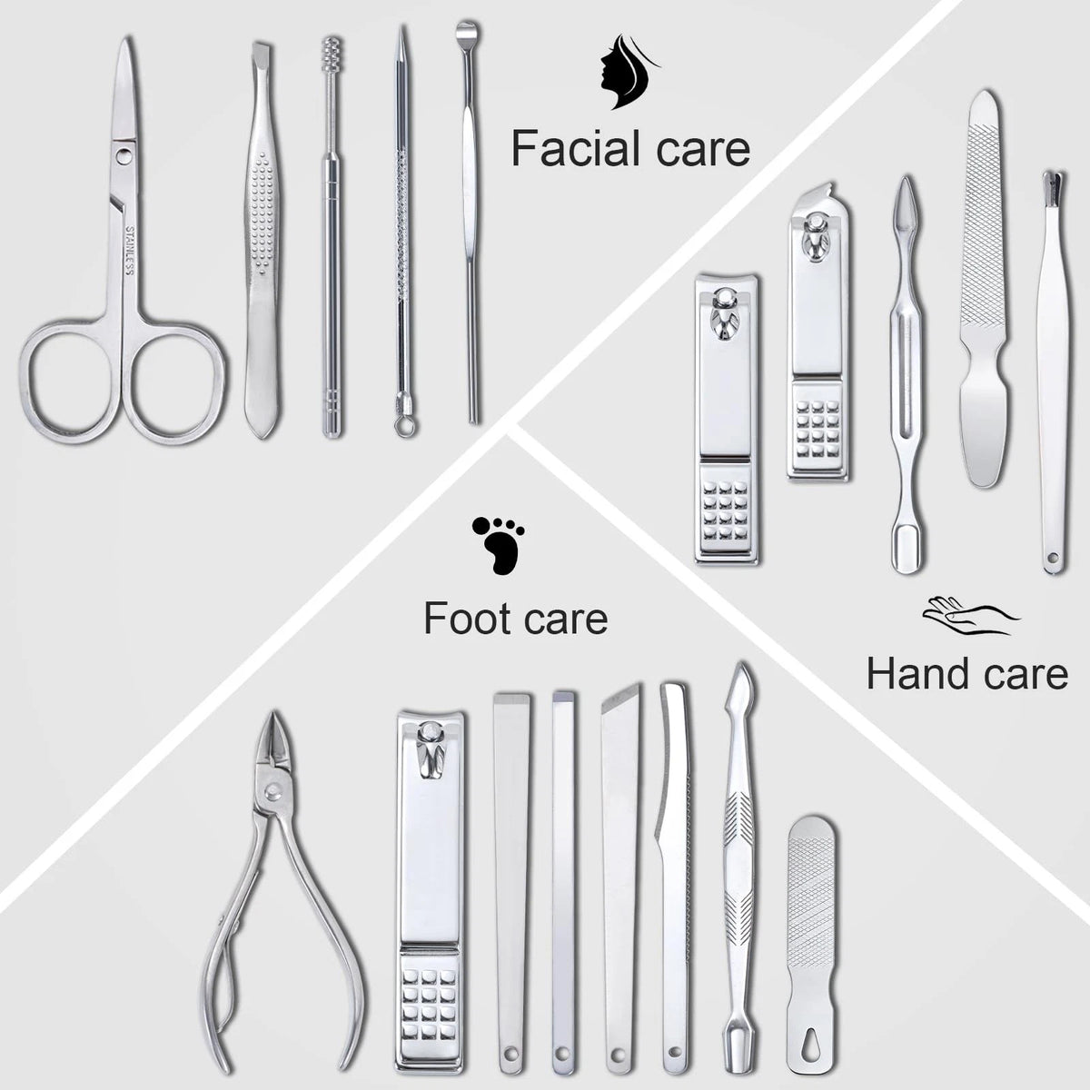 Yougai Nail Clippers Set - 18 Pcs Professional Manicure 18 Piece Set, Black