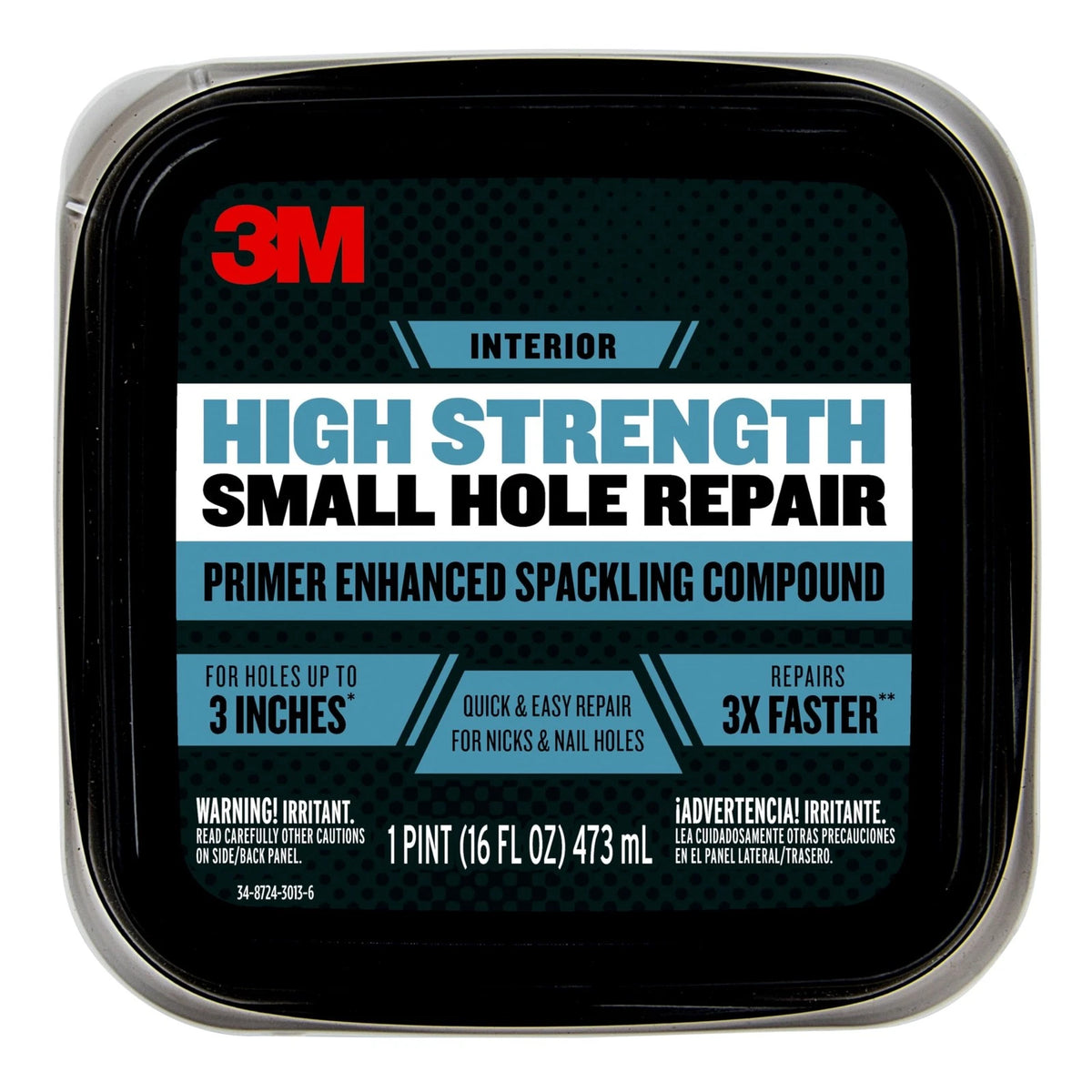 3M High Strength Spackling Compound, 16 oz., Small 16 Fl Oz (Pack of 1), Gray