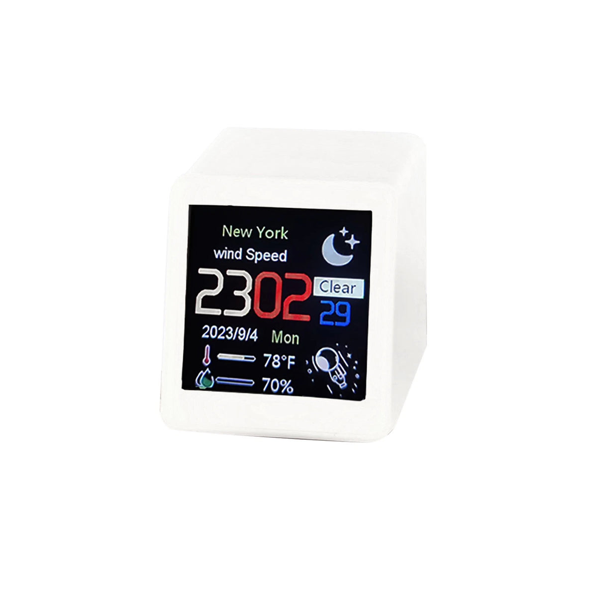 White Clock WIFI Weather Clock Screen Temperature&Humidity Desktop Decor Gifts