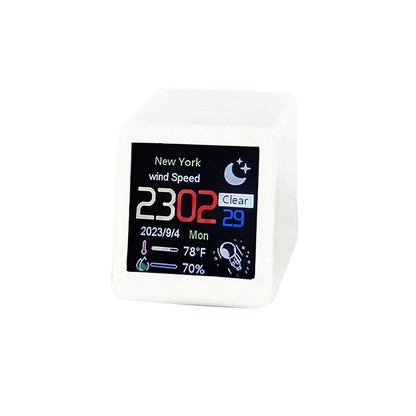 White Clock WIFI Weather Clock Screen Temperature&Humidity Desktop Decor Gifts