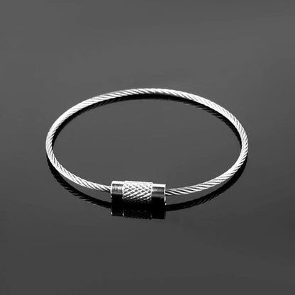 20* 1.5mm Screw Locking Wire Keychain Cable Rope Key Holder Keyring Chain Ring F