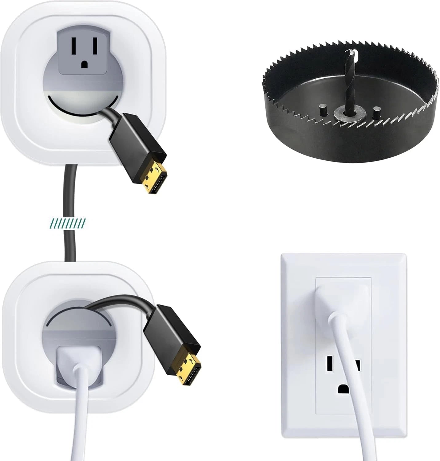 in-Wall Cable Management kit, Cord Hiding for Wall, Hide TV Wires When white