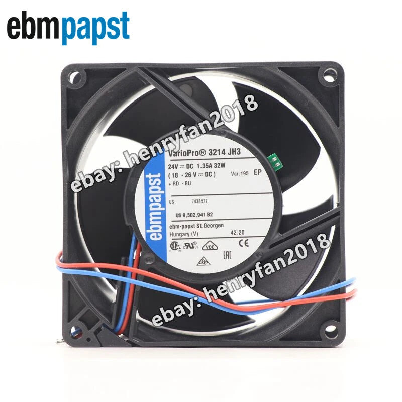 3214JH3 DC 24V Ebmpapst Fan 1.35A 32W 92*92*38MM 2wires Inverter Axial Fans