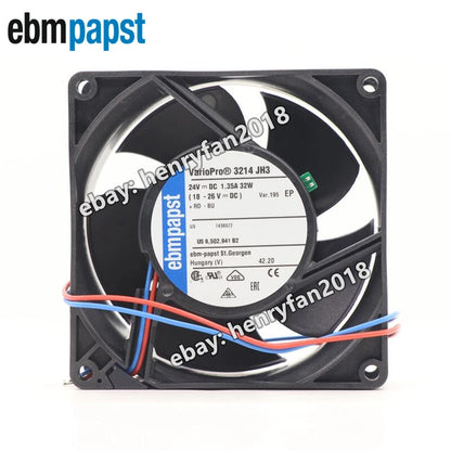 3214JH3 DC 24V Ebmpapst Fan 1.35A 32W 92*92*38MM 2wires Inverter Axial Fans