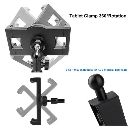Tablet Holder Clamp Clip Mount Replacement with 17mm Ball Joint Socket Black
