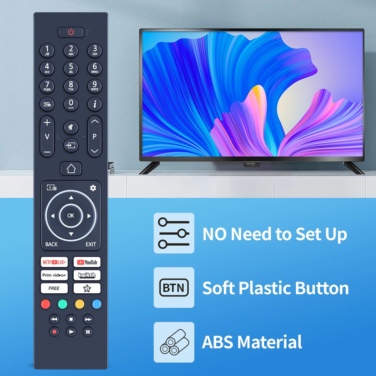 Replacement Remote Control For JVC LT-65VUQ3455 Smart TV
