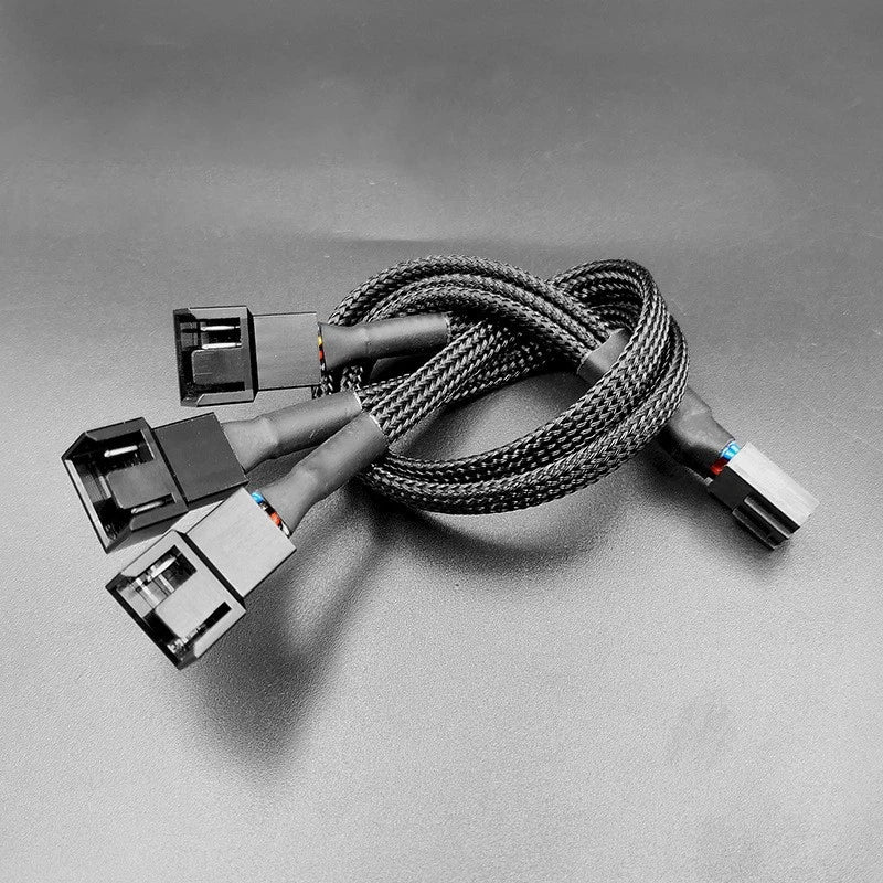 Female-to-Male 4 Pin 1 to 3 Way Cooling Fan Water Cooling PWM Fan Adapter