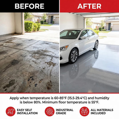 Garage Floor Epoxy Kit, 2K Paint with Tools, 70Fl OZ, Light Gray